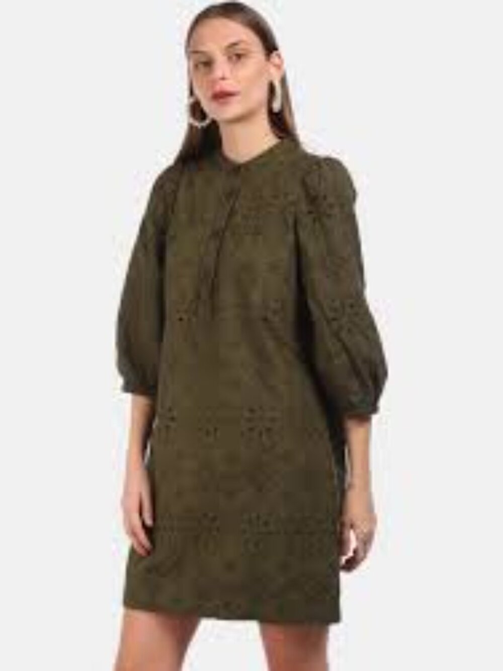 Gap Olive Embroidered Eyelet Shift Dress Size L - MF0289